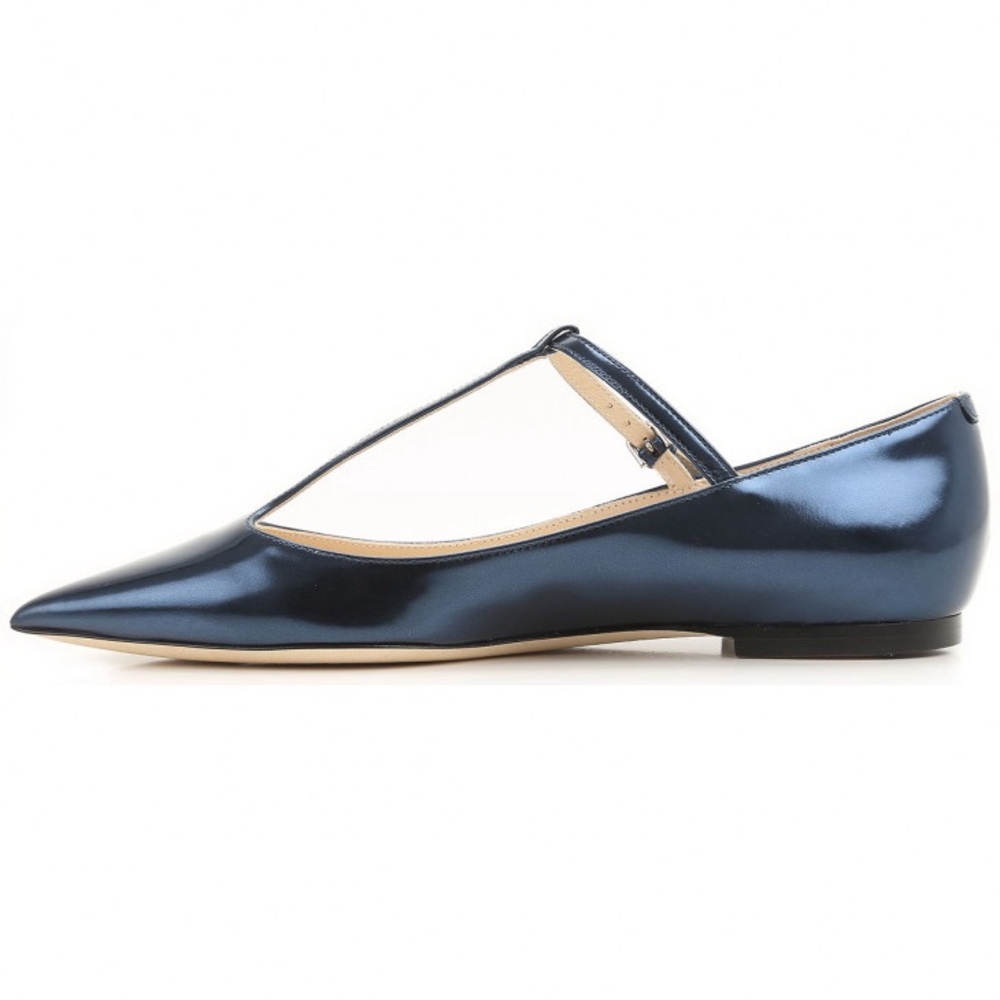 Jimmy Choo Blue metallic patent leather Ballet Flats For Women size IT 40